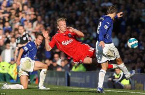 Dirk Kuyt two foot on Phil Neville Unpunished.
